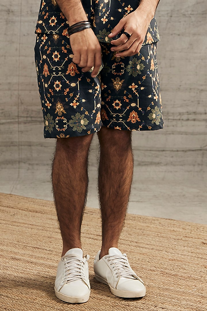 Black Knit Printed Co-Ord Set by Soup by Sougat Paul Men at Pernia's Pop Up Shop