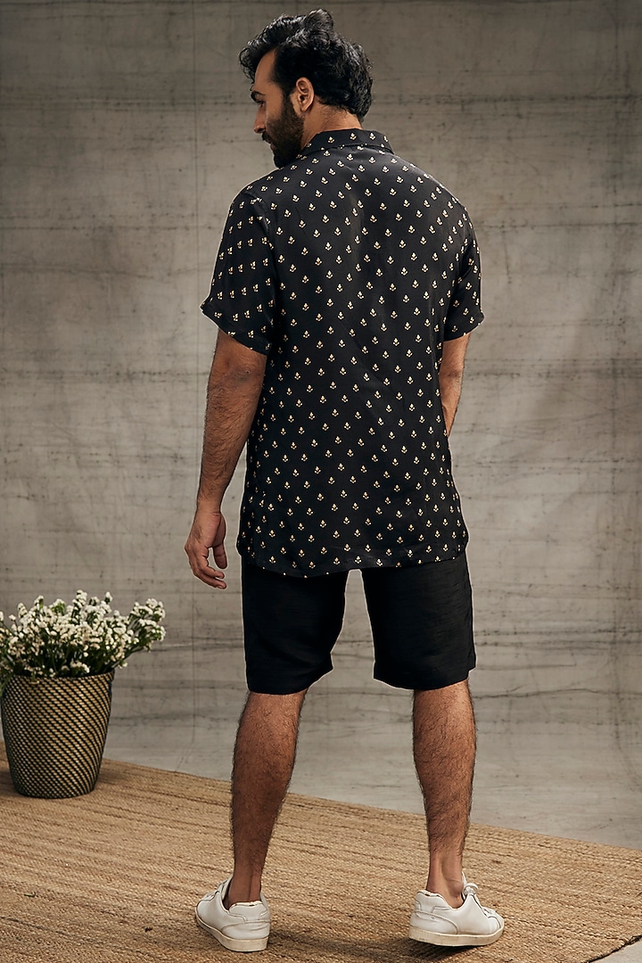 Black Twill Printed Co-Ord Set by Soup by Sougat Paul Men at Pernia's Pop Up Shop