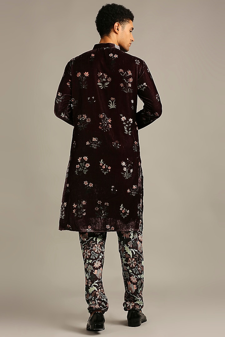 Maroon Printed Kurta Set by Soup By Sougat Paul Men at Pernia's Pop Up Shop