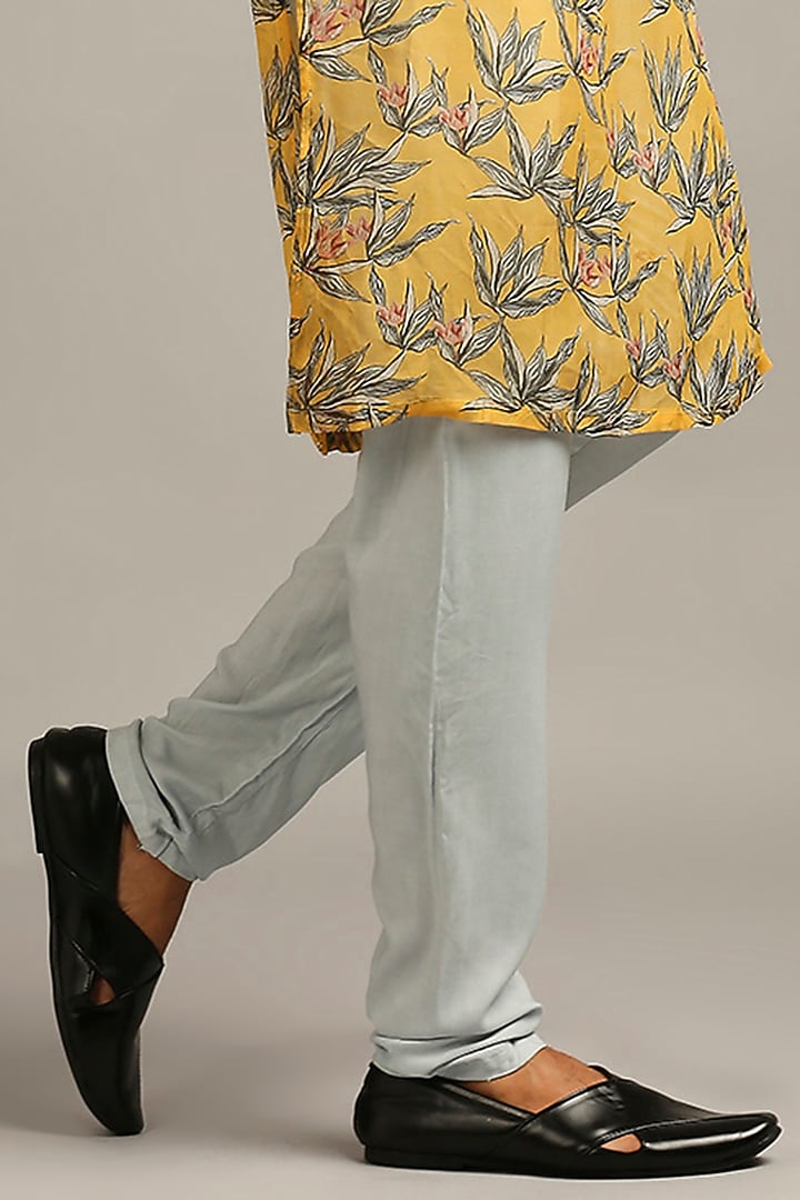 Blue Silk Floral Printed Bundi Jacket Set by Soup By Sougat Paul Men at Pernia's Pop Up Shop