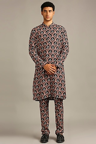 Black Printed Kurta Set by Soup By Sougat Paul Men