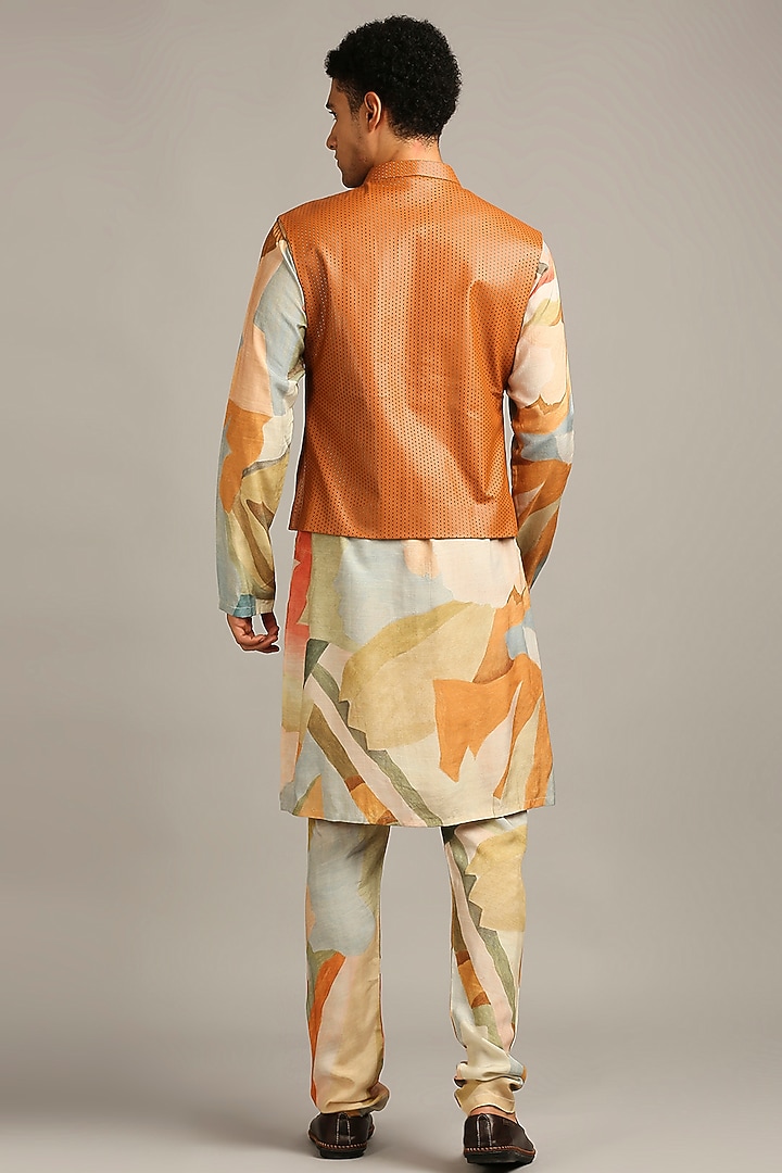 Multi-Colored Leather Bundi Jacket Set by Soup By Sougat Paul Men at Pernia's Pop Up Shop