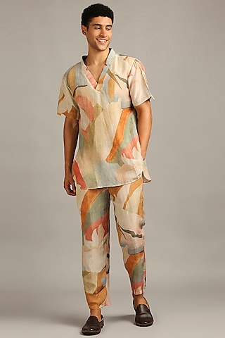 Multi-Coloured Printed Pant Set by Soup By Sougat Paul Men