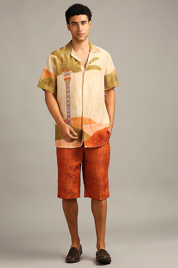 Beige & Orange Silk Co-Ord Set Design by Soup By Sougat Paul Men at  Pernia's Pop Up Shop 2024