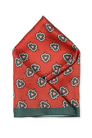 Red Printed Pocket Square by Soup by Sougat Paul Men