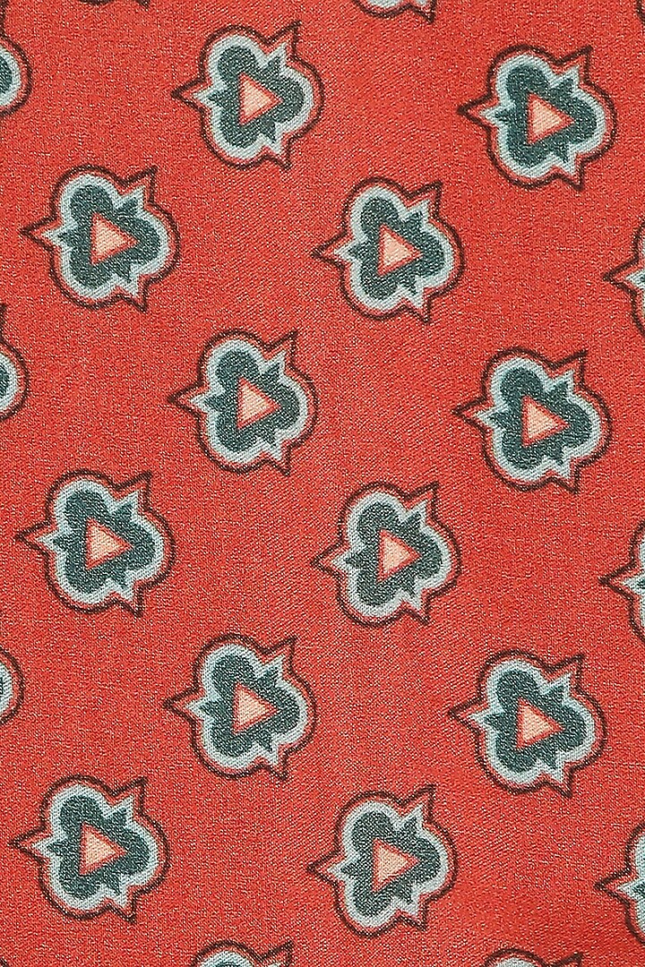 Red Printed Pocket Square by Soup by Sougat Paul Men at Pernia's Pop Up Shop