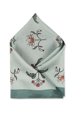 Pastel Green Printed Pocket Square by Soup by Sougat Paul Men