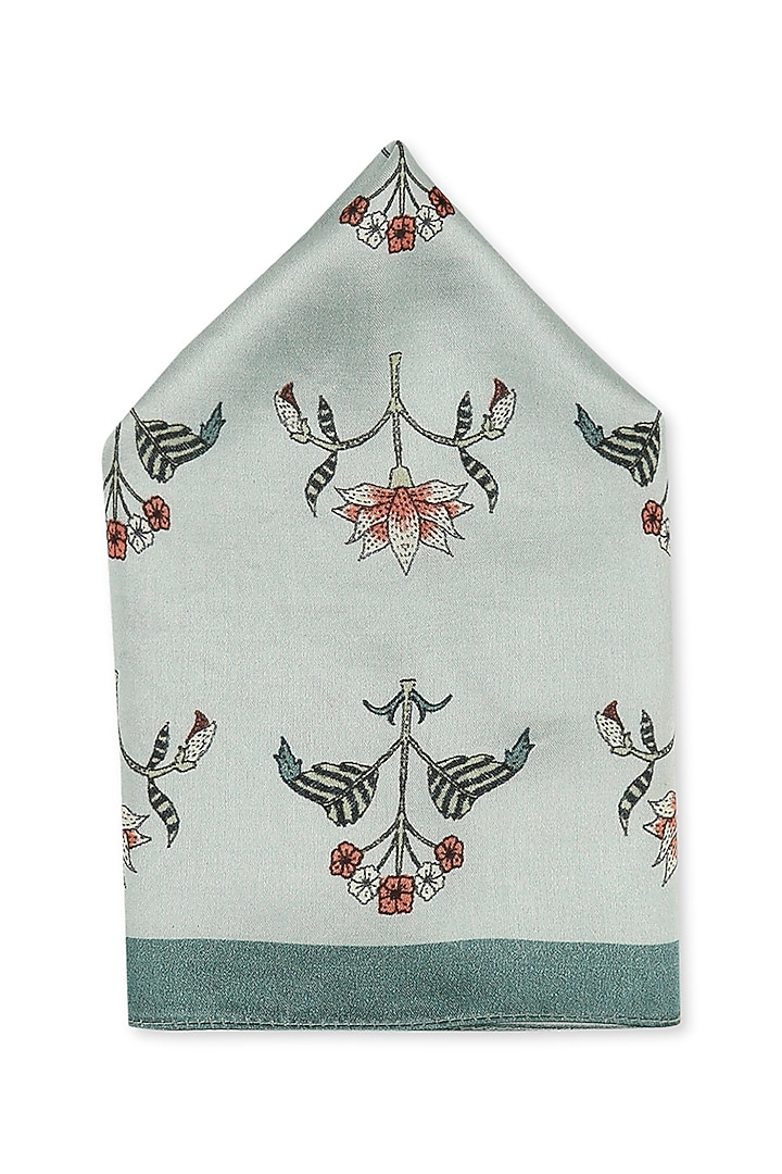 Pastel Green Printed Pocket Square by Soup by Sougat Paul Men at Pernia's Pop Up Shop