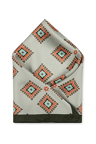Pastel Green Crepe Printed Pocket Square by Soup by Sougat Paul Men