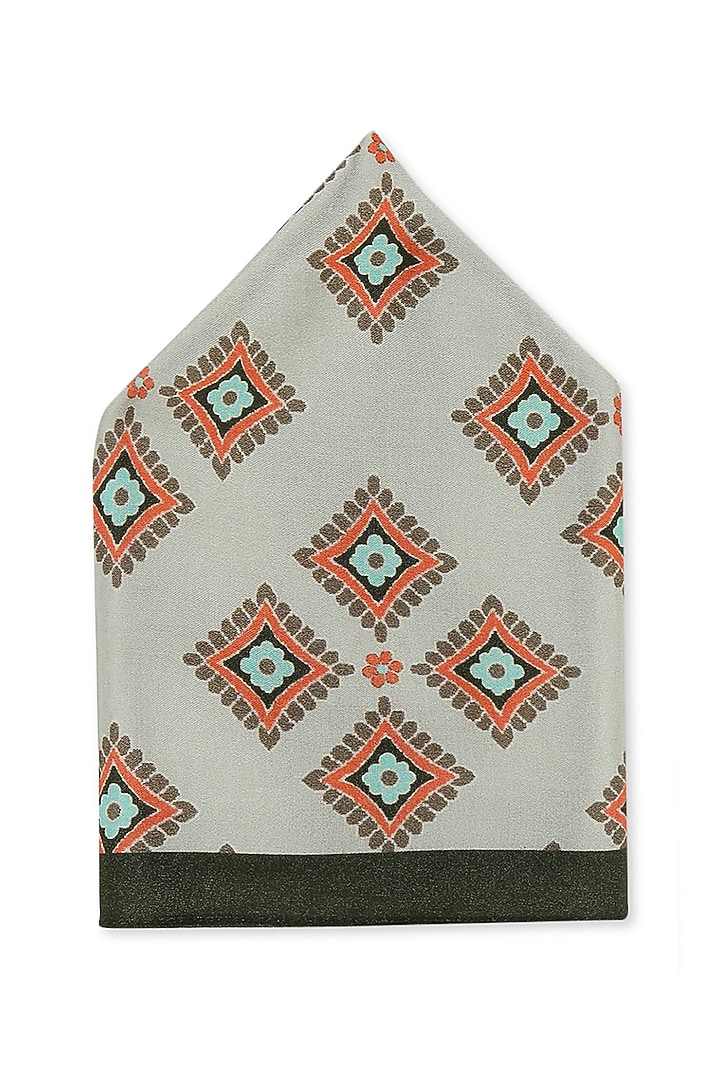Pastel Green Crepe Printed Pocket Square by Soup by Sougat Paul Men at Pernia's Pop Up Shop