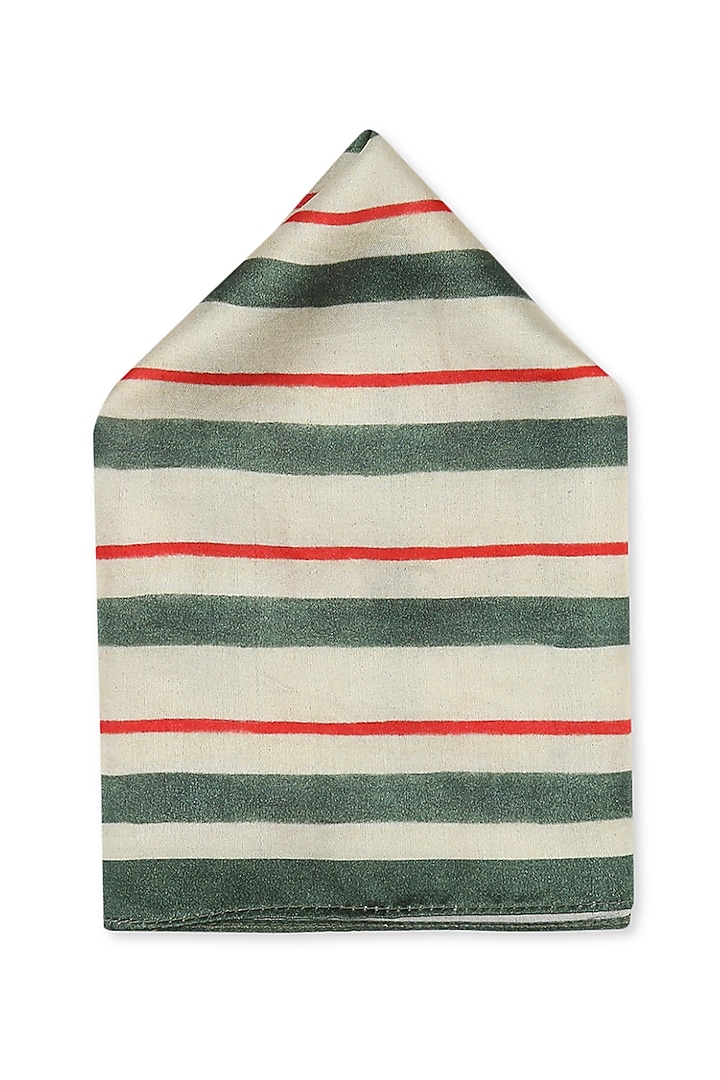 Beige Printed Pocket Square by Soup by Sougat Paul Men at Pernia's Pop Up Shop