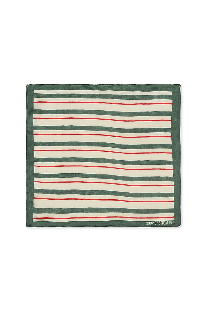 Beige Printed Pocket Square by Soup by Sougat Paul Men at Pernia's Pop Up Shop