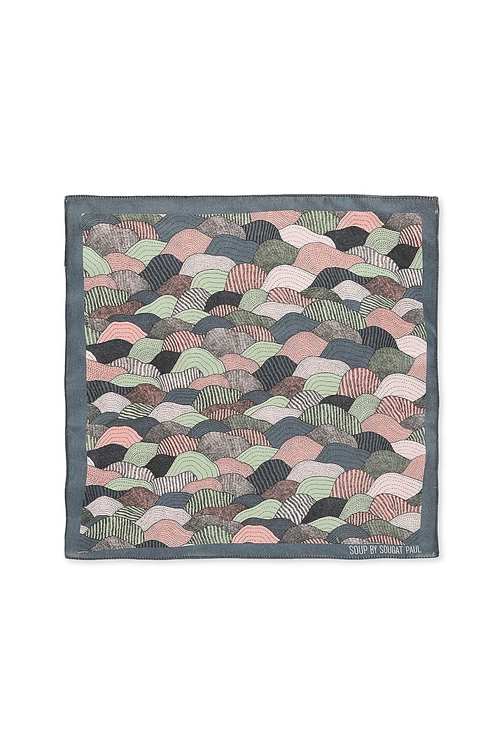 Multi-Coloured Printed Pocket Square by Soup by Sougat Paul Men at Pernia's Pop Up Shop