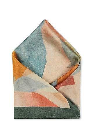 Multi-Coloured Crepe Printed Pocket Square by Soup by Sougat Paul Men