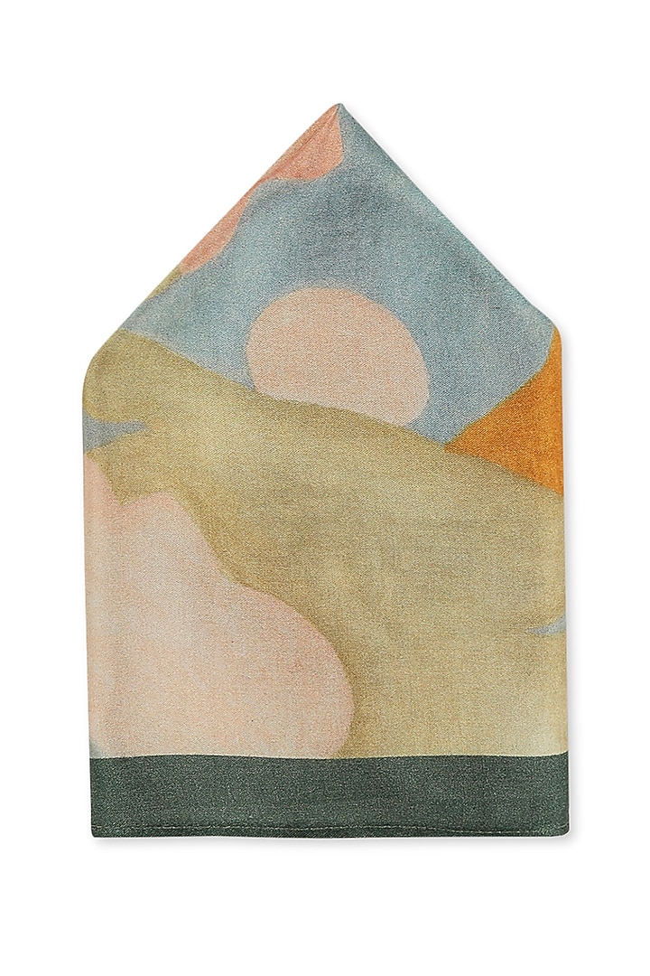 Multi-Coloured Crepe Printed Pocket Square by Soup by Sougat Paul Men at Pernia's Pop Up Shop