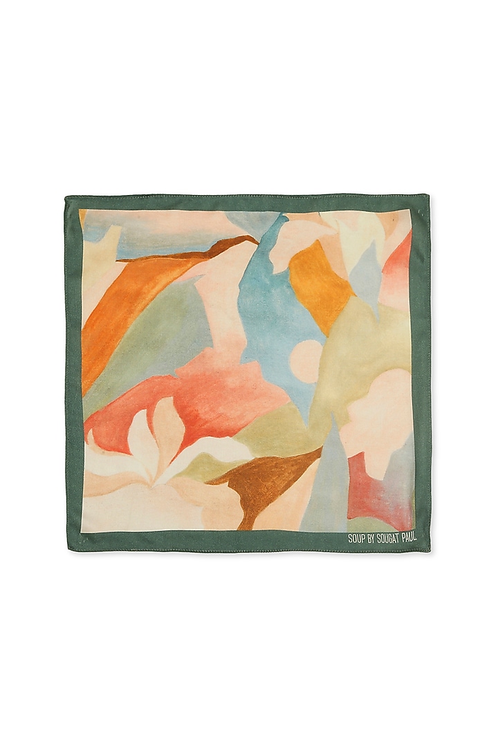Multi-Coloured Crepe Printed Pocket Square by Soup by Sougat Paul Men at Pernia's Pop Up Shop