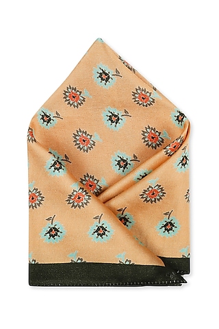 Peach Printed Pocket Square by Soup by Sougat Paul Men