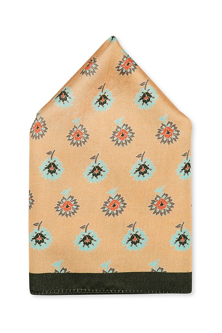 Peach Printed Pocket Square by Soup by Sougat Paul Men at Pernia's Pop Up Shop