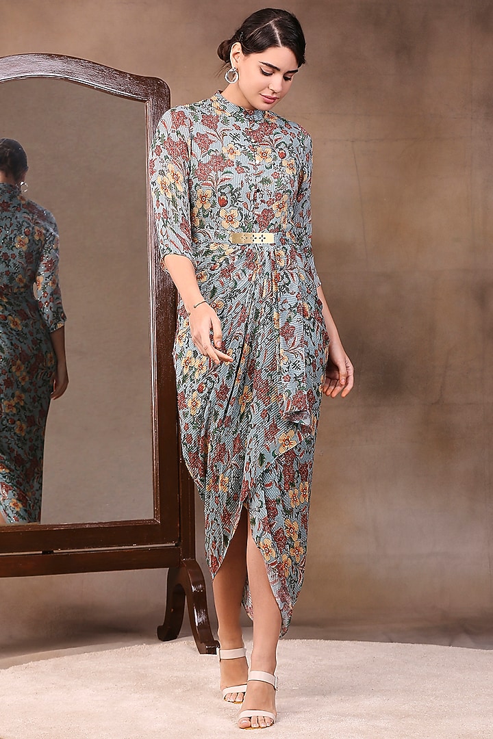 Green Printed Maxi Vacation Dress by Soup by Sougat Paul at Pernia's Pop Up Shop