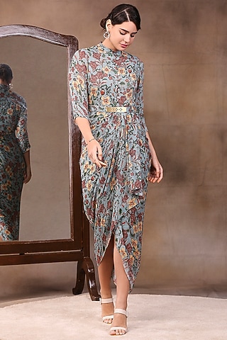 Green Printed Maxi Dress by Soup by Sougat Paul