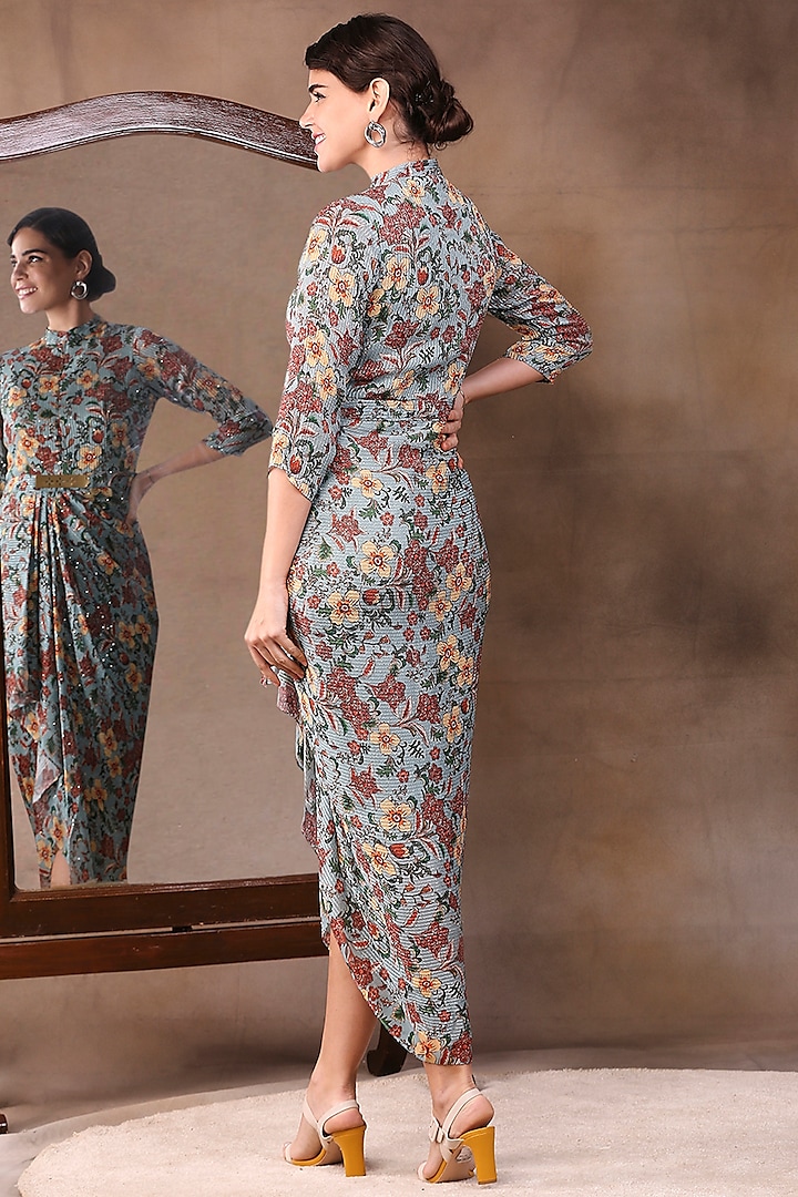 Green Printed Maxi Vacation Dress by Soup by Sougat Paul at Pernia's Pop Up Shop