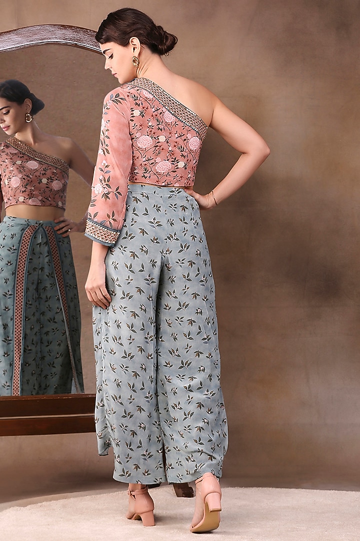 Mauve Crepe Printed Pant Set by Soup by Sougat Paul at Pernia's Pop Up Shop