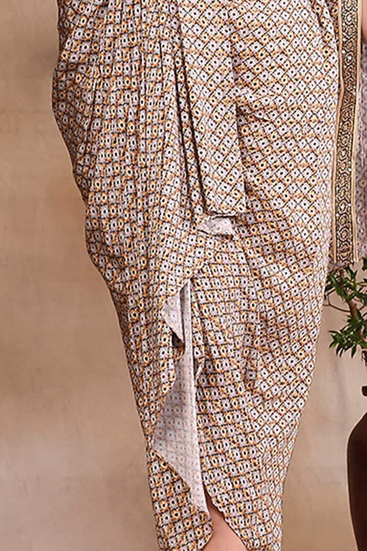Beige Printed Dhoti Skirt Set by Soup by Sougat Paul at Pernia's Pop Up Shop