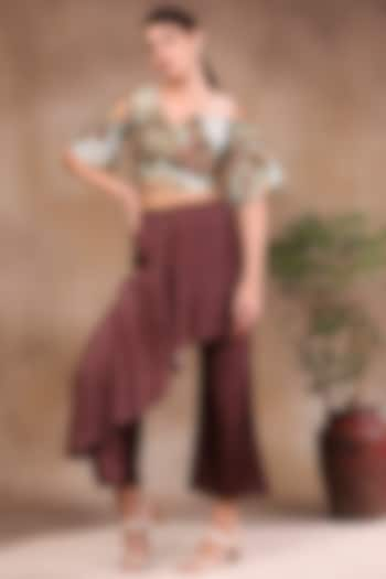 Brown Draped Pant Set by Soup by Sougat Paul at Pernia's Pop Up Shop