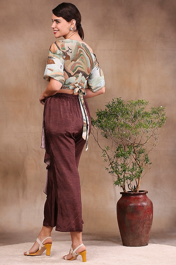 Brown Draped Pant Set by Soup by Sougat Paul at Pernia's Pop Up Shop