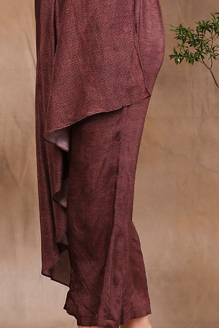 Brown Draped Pant Set by Soup by Sougat Paul at Pernia's Pop Up Shop