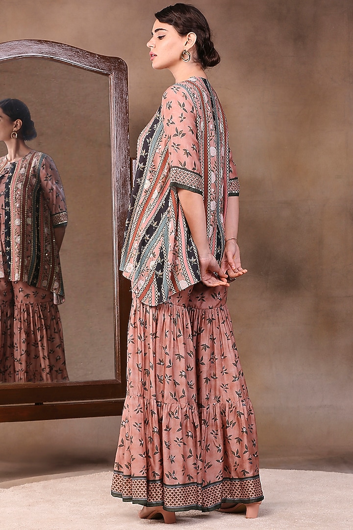 Coral Floral Printed Jumpsuit With Jacket by Soup by Sougat Paul at Pernia's Pop Up Shop