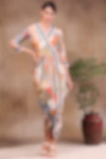 Multi-Colored Printed Overlap Summer Dress by Soup by Sougat Paul at Pernia's Pop Up Shop