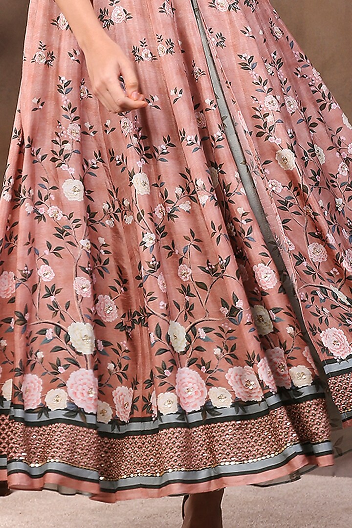 Peach Printed Layered Vacation Dress by Soup by Sougat Paul at Pernia's Pop Up Shop