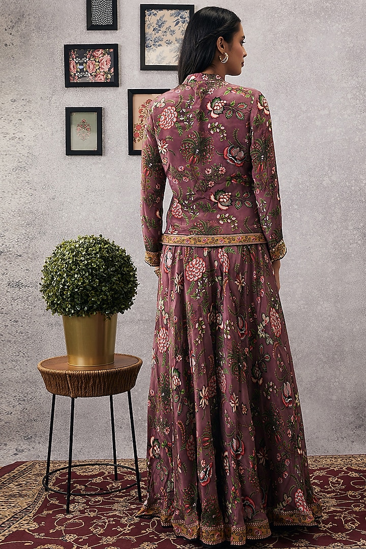 Pink Malaysian Silk & Crepe Embroidered Jacket Set by Soup by Sougat Paul at Pernia's Pop Up Shop