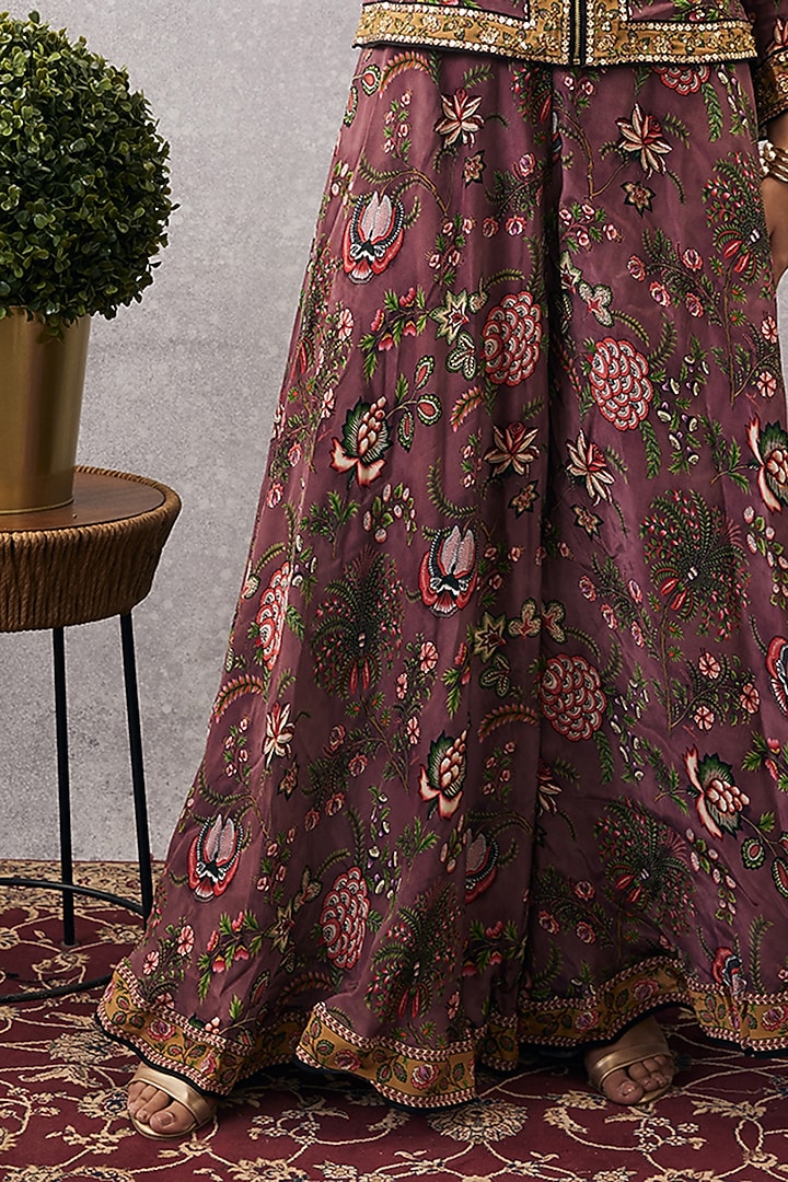 Pink Malaysian Silk & Crepe Embroidered Jacket Set by Soup by Sougat Paul at Pernia's Pop Up Shop