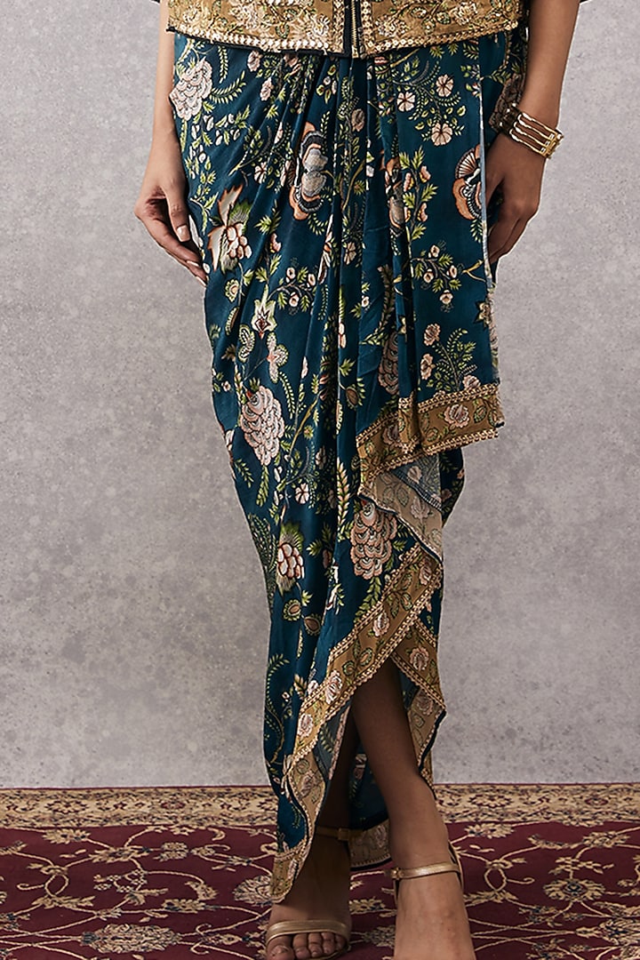 Green Malaysian Silk & Crepe Printed Jacket Vacation Dress by Soup by Sougat Paul at Pernia's Pop Up Shop