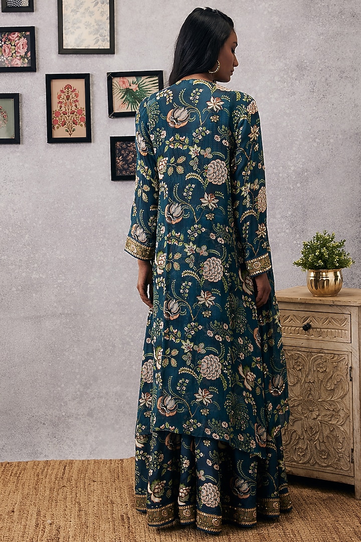 Green Malaysian Silk & Crepe Embroidered Jacket Wedding Lehenga Set by Soup by Sougat Paul at Pernia's Pop Up Shop