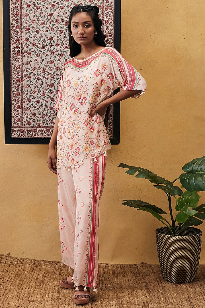 Cream Crepe Embroidered Co-Ord Set by Soup by Sougat Paul at Pernia's Pop Up Shop
