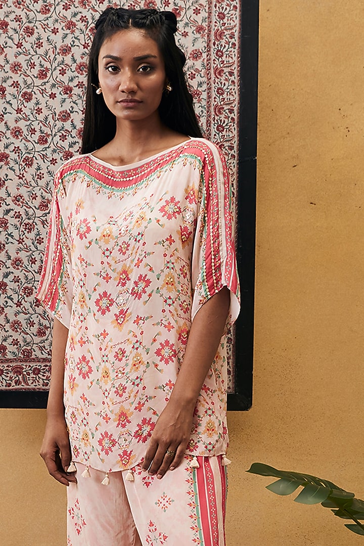 Cream Crepe Embroidered Co-Ord Set by Soup by Sougat Paul at Pernia's Pop Up Shop