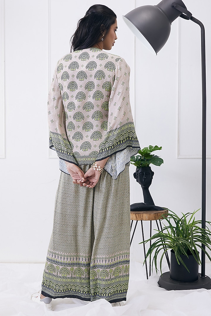 Beige Jacquard Printed Co-Ord Set by Soup by Sougat Paul at Pernia's Pop Up Shop