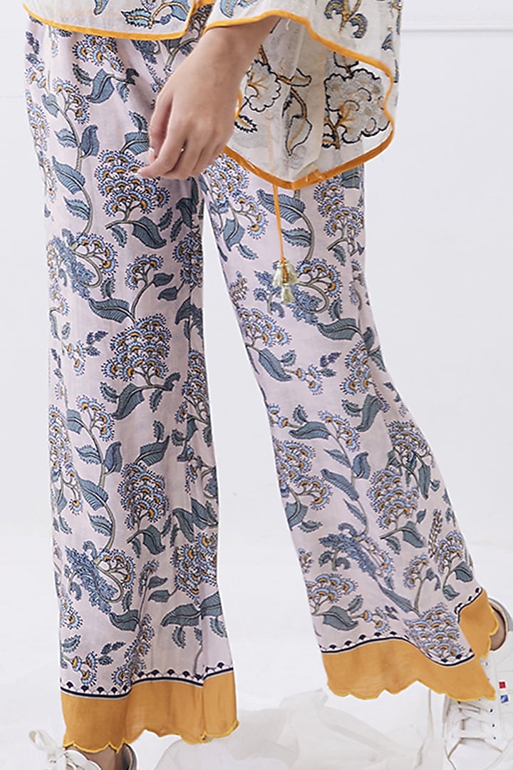 Cream Handloom Net & Malaysian Silk Printed Co-Ord Set by Soup by Sougat Paul at Pernia's Pop Up Shop