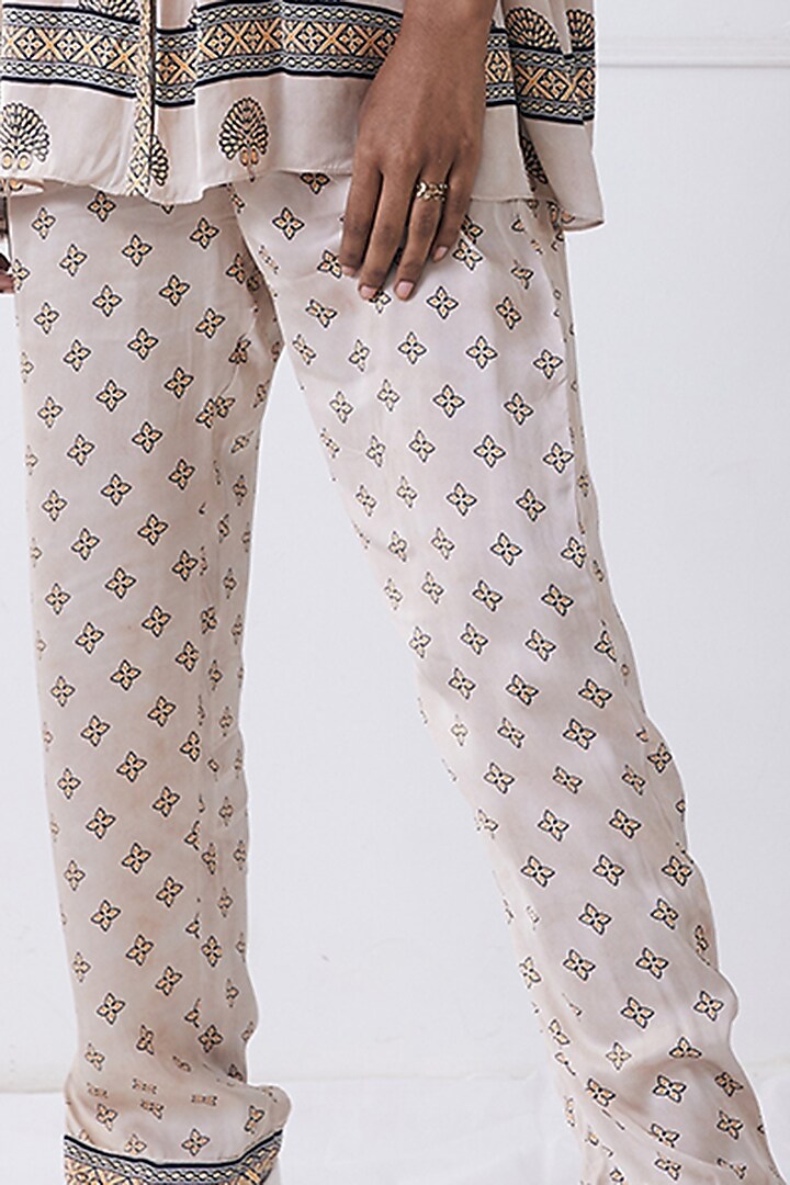 Beige Crepe Printed Co-Ord Set by Soup by Sougat Paul at Pernia's Pop Up Shop