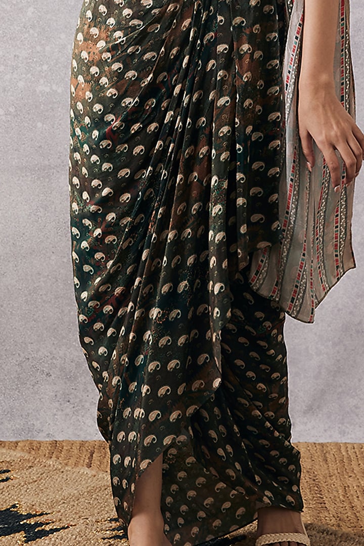 Multi-Colored Chiffon & Sequins Draped Skirt Set by Soup by Sougat Paul at Pernia's Pop Up Shop