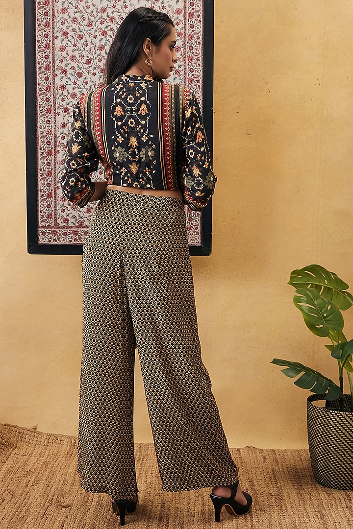 BLack Malaysian Silk & Crepe Embroidered Co-Ord Set by Soup by Sougat Paul at Pernia's Pop Up Shop