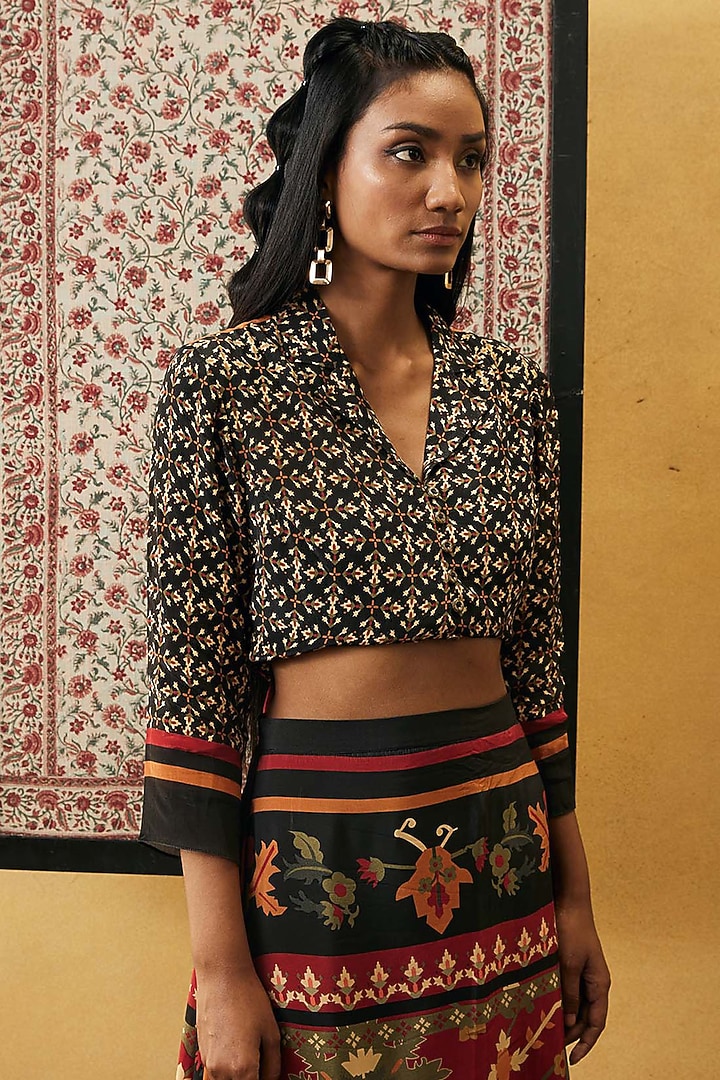 Red Crepe Printed Dress With Top by Soup by Sougat Paul at Pernia's Pop Up Shop