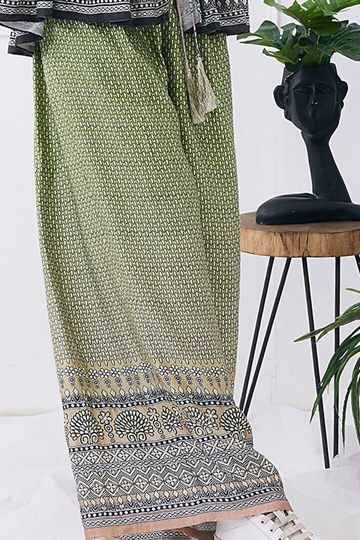 Green & Beige Jacquard Printed Jacket Set by Soup by Sougat Paul at Pernia's Pop Up Shop