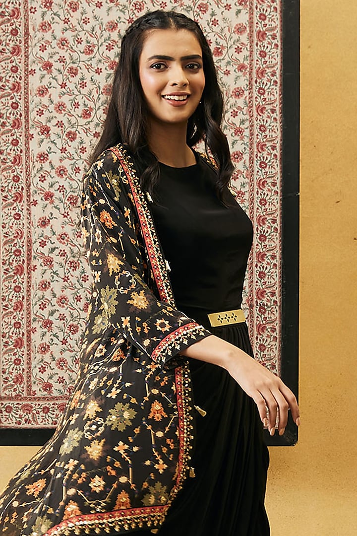 Black Crepe Jacket Vacation Dress by Soup by Sougat Paul at Pernia's Pop Up Shop