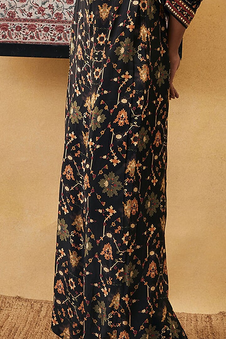 Black Crepe Printed Jumpsuit by Soup by Sougat Paul at Pernia's Pop Up Shop