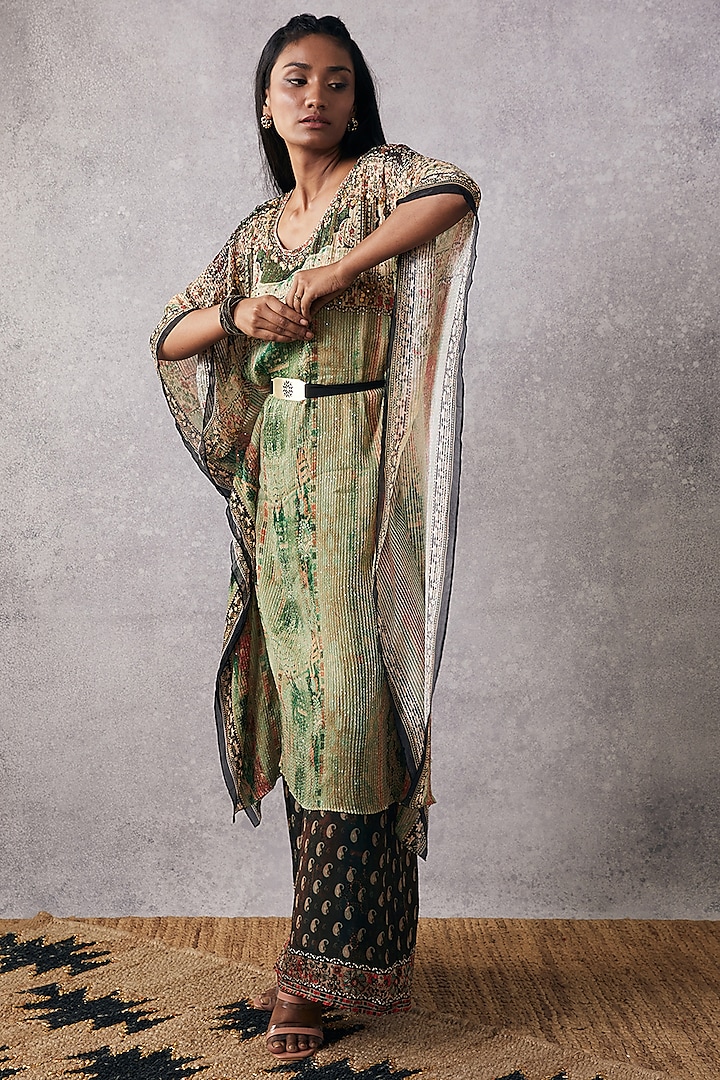 Multi-Colored Sequins Embroidered Kaftan by Soup by Sougat Paul