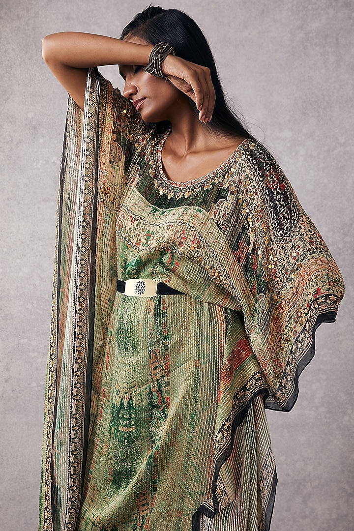 Multi-Colored Sequins Embroidered Kaftan by Soup by Sougat Paul at Pernia's Pop Up Shop